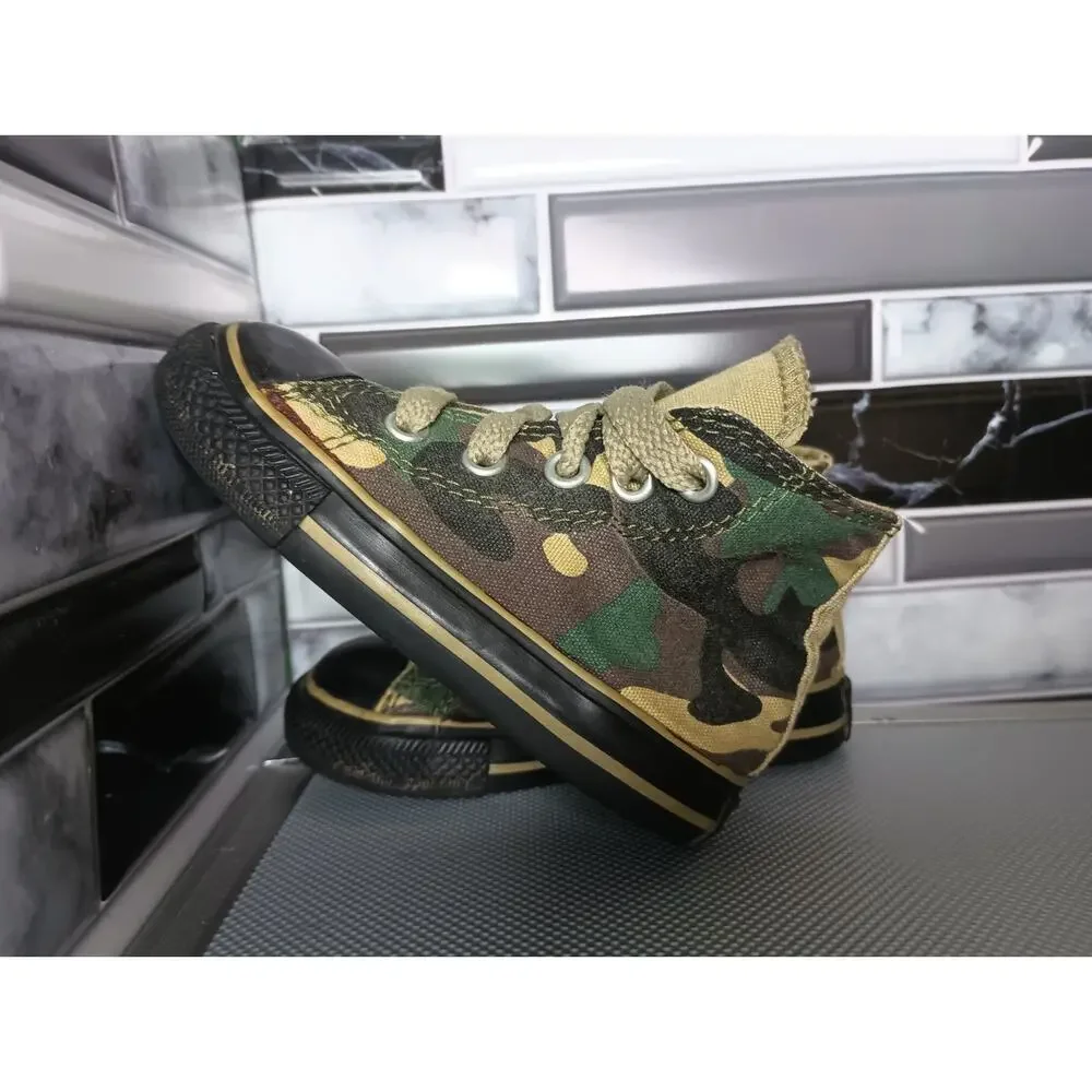 Converse All Star Chuck Taylor Toddler Hi-Top Camo Green Black Size 5 Pre-Owned